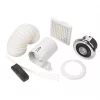 Manrose LEDSLKTC 100mm Axial Inline Bathroom Shower Extractor Fan Kit With LED Light with Timer Bright Chrome 240V